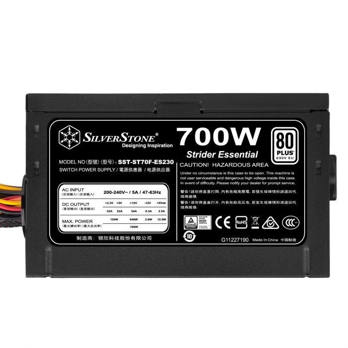 Блок живлення SilverStone STRIDER ST70F-ES230 (700W), aPFC,12см,24+8,4xSATA,4xPCIe,1xFDD,+3