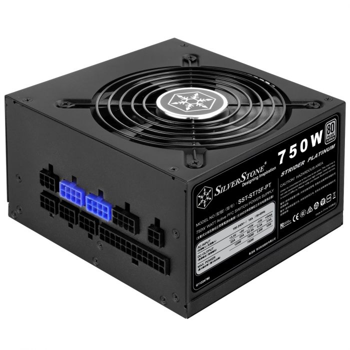Блок живлення SilverStone STRIDER ST75F-PT V1.1(750W),80+Platinum,aPFC,14см,24+2x8,8xSATA,4xPCIe,+2,модульний