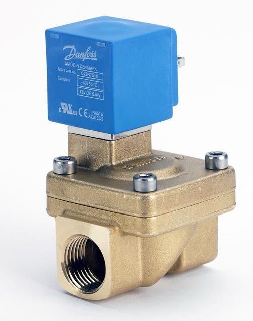 Електромагнітний клапан Danfoss EV220W, 24V, 1/2", нормально-відкритий, латунь