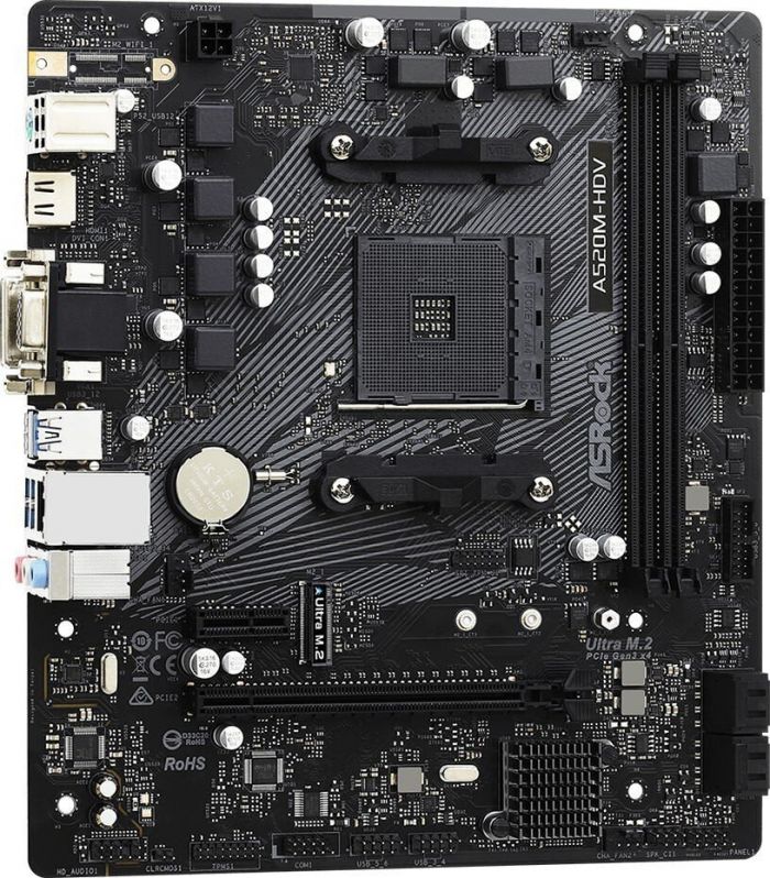 Материнська плата ASRock A520M-HDV A520M-HDV sAM4 A520 2xDDR4 HDMI-DVI-VGA USB 3.2 mATX