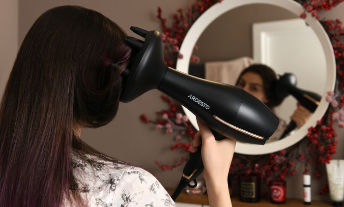 Фен Ardesto HD-Y220PRO/1850-2200Вт/2 швидкості/3 темп.режима/дифузор/чорний+золото