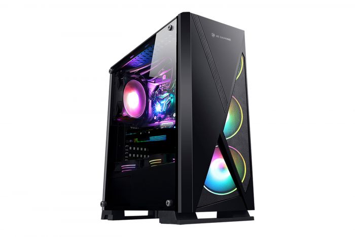 Корпус 2E GAMING CONDOR (GJP12) MidT, 2xUSB2.0,1xUSB3.0, 3x120мм ARGB, скло (бічна панель),без БЖ,чорний