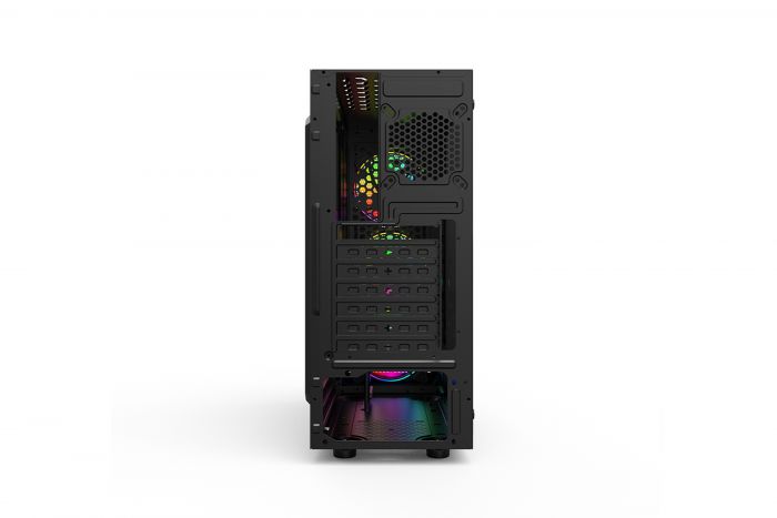 Корпус 2E GAMING OBERON (GX912) MidT, 1xUSB2.0, 1xUSB 3.0, 3x120мм RGB, акрил(бічна панель), без БЖ, чорний