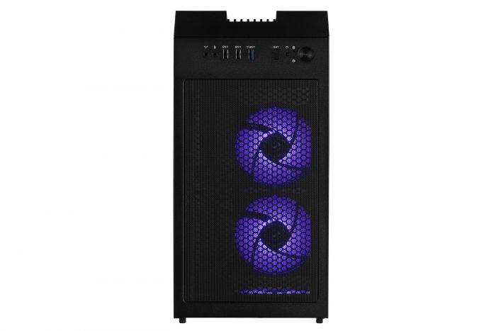 Корпус 2E GAMING CLARUS (GM5) MiniT, 2xUSB2.0,1xUSB3.0, 2x140мм ARGB,1x120мм ARGB, скло (передня/бічна панель),без БЖ,чорний
