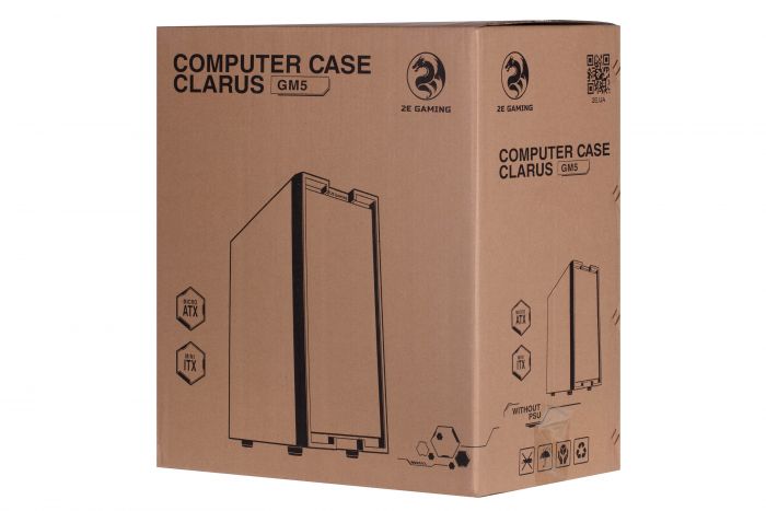 Корпус 2E GAMING CLARUS (GM5) MiniT, 2xUSB2.0,1xUSB3.0, 2x140мм ARGB,1x120мм ARGB, скло (передня/бічна панель),без БЖ,чорний