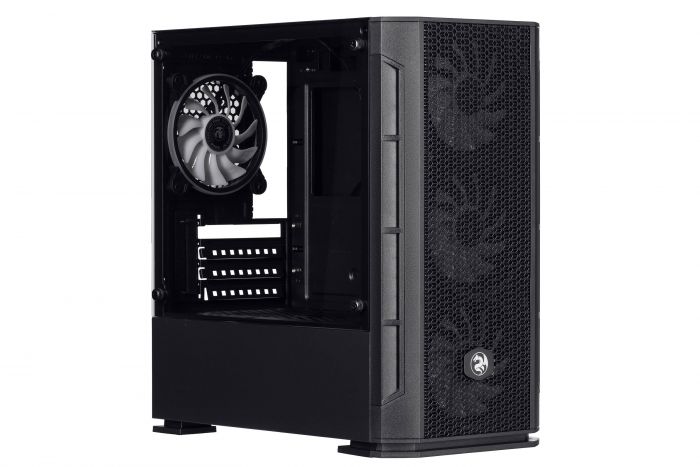 Корпус 2E GAMING CALLEO (GB700) MiniT, Micro ATX,Mini ITX, 2xUSB2.0, 1xUSB3.0, 4x120мм ARGB, скло (бічна панель), без БЖ, чорний