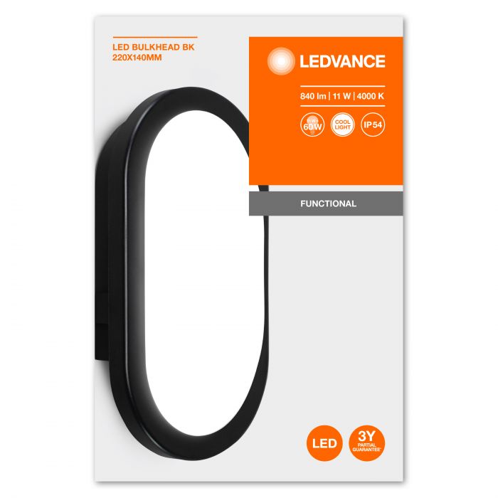 Світильник зовнішній LEDVANCE LED BULKHEAD 11W 4000K чорний