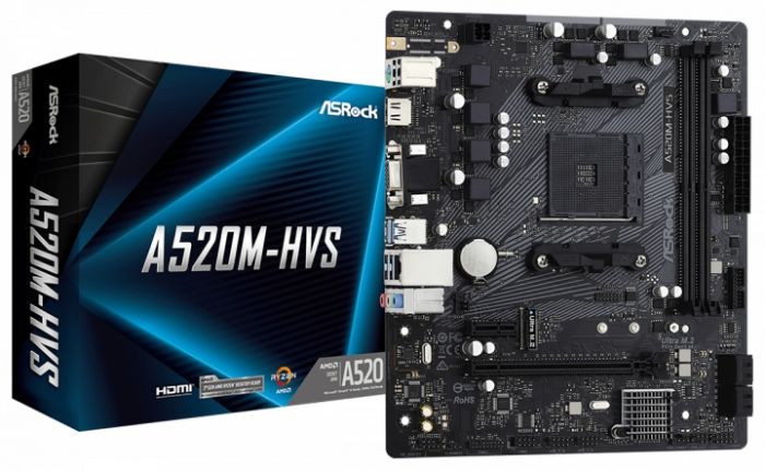 Материнська плата ASRock A520M-HVS sAM4 A520 2xDDR4 HDMI-VGA USB 3.2 mATX