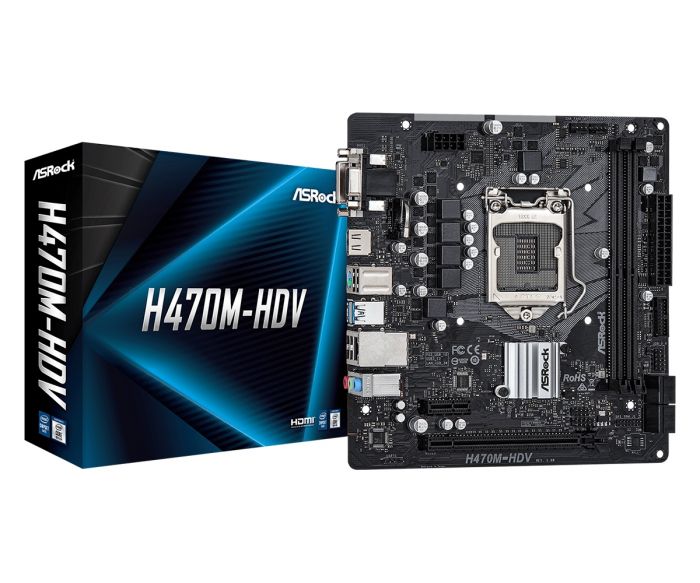 Материнська плата ASRock H470M-HDV s1200 H470 2xDDR4 HDMI DVI VGA mATX