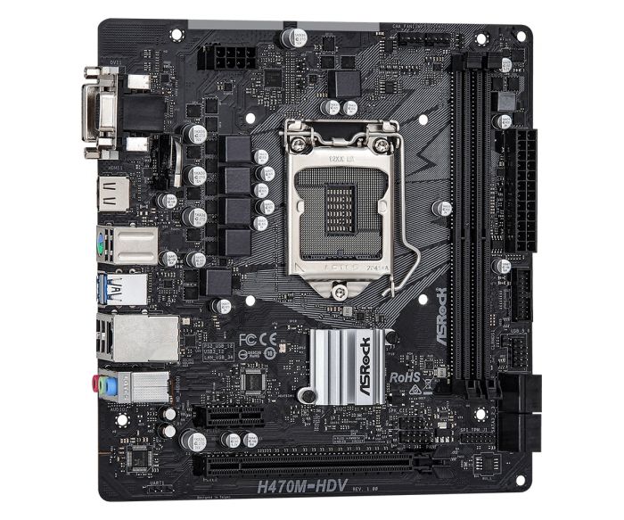 Материнська плата ASRock H470M-HDV s1200 H470 2xDDR4 HDMI DVI VGA mATX