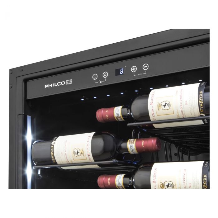 Винна шафа вбудована Philco PW1433LV/143 бутилки/5-22 С/Led-підсвітка/сенсор/дисплей/черний