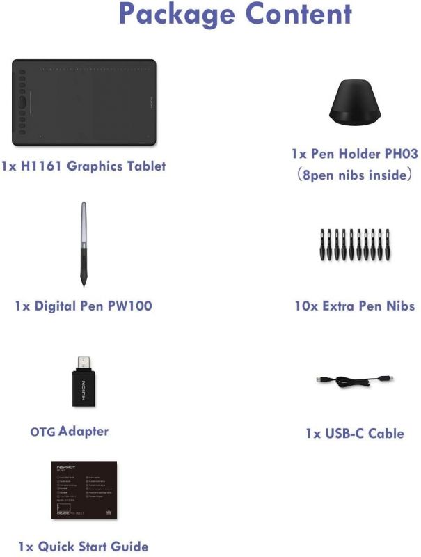 Графічний планшет Huion H1161 ,Black