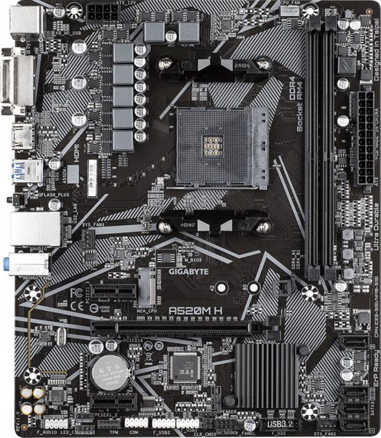 Материнська плата GIGABYTE A520M H sAM4 A520 2xDDR4 M.2 HDMI-DVI mATX