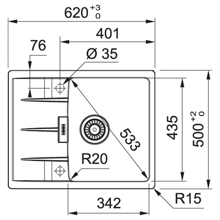 Кухонні мийки Franke Centro CNG 611-62/114.0630.423/фраграніт/780х500х20/онікс