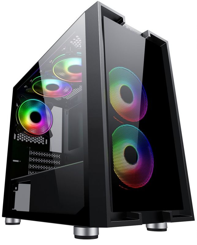Корпус 2E GAMING CLARUS (GM5) MiniT, 2xUSB2.0,1xUSB3.0, 2x140мм ARGB,1x120мм ARGB, скло (передня/бічна панель),без БЖ,чорний