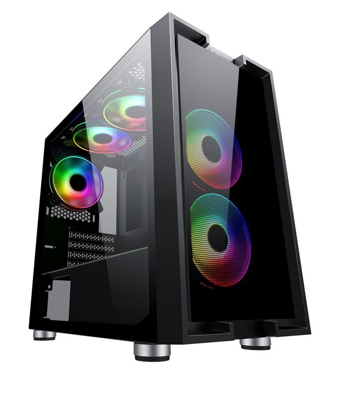 Корпус 2E GAMING CLARUS (GM5) MiniT, 2xUSB2.0,1xUSB3.0, 2x140мм ARGB,1x120мм ARGB, скло (передня/бічна панель),без БЖ,чорний