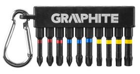 Біти ударні GRAPHITE, набір 10 од., 50 мм, PH, PZ, TX, сталь S2, карабін