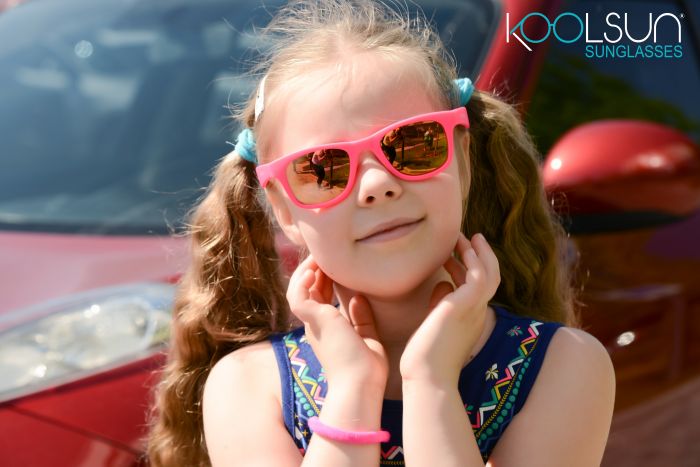 Дитячі сонцезахисні окуляри Koolsun неоново-рожеві серії Wave (Розмір: 3+)