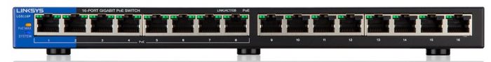 Комутатор LINKSYS LGS116P 8xGE PoE+, 8хGE, некерований