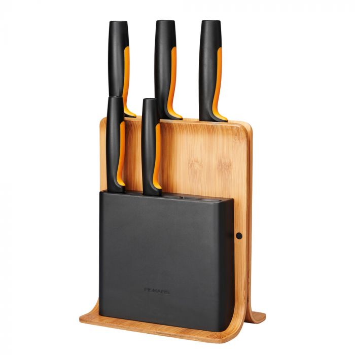 Набір ножів з бамбуковою підставкою Fiskars FF, 5 шт
