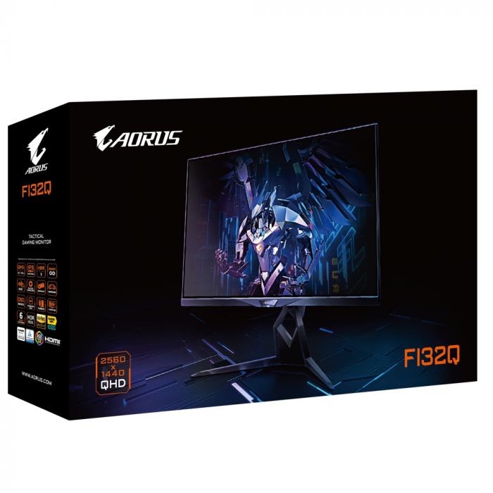 Монітор LCD AORUS 31.5" FI32Q, 2xHDMI, DP, 2xUSB, USB-C, MM, IPS, 2560x1440, 165Hz, 1mc, 94%DCI-P3, FreeSync, HDR400