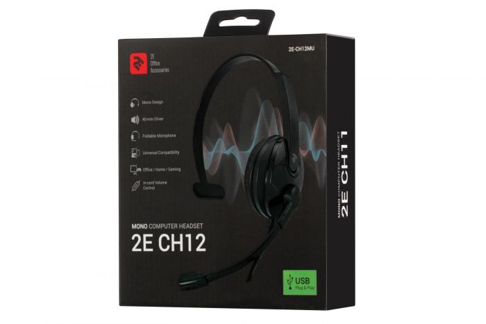 Гарнітура для ПК 2E CH12 Mono On-Ear USB