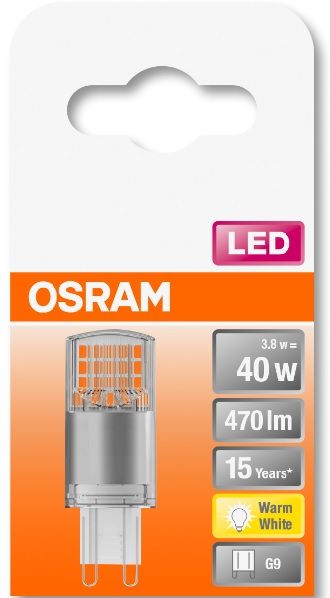 Лампа світлодіодна OSRAM LEDPIN40 3,8W/827 230V CL G9 10X1