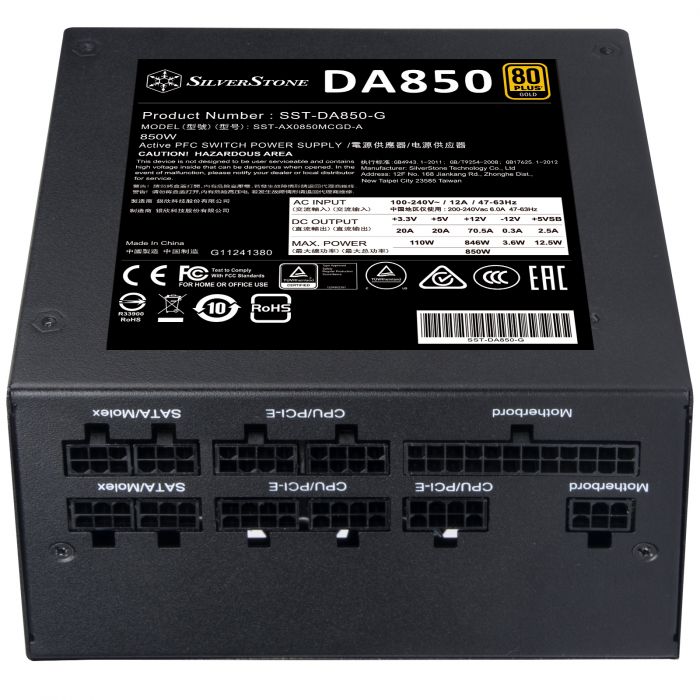 Блок живлення DECATHLON DA850-G (850W), 80+Gold, aPFC, 120мм, MB24, CPU8x2, 8xSATA, 6xPCIe, 6xMOLEX, 2xFloppy,OCP, OVP, OPP, SCP, OTP