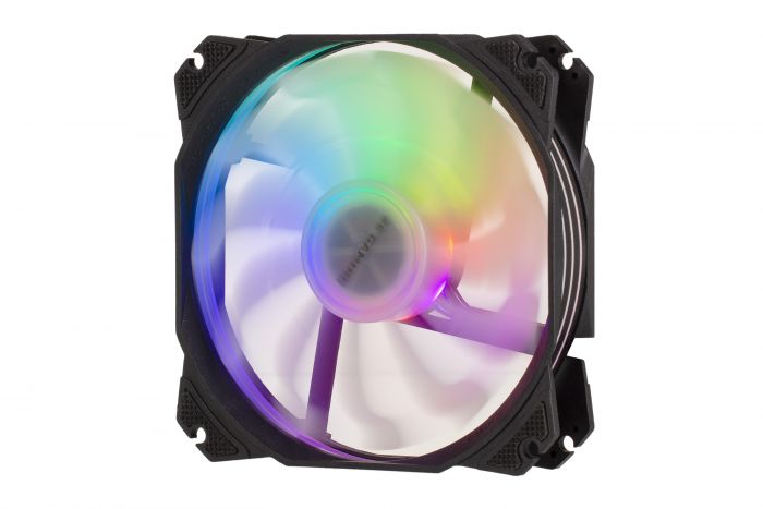 Корпусний вентилятор 2E GAMING AIR COOL (ACF120PW-RGB), 120мм, 2510-4PIN, білі лопаті, чорна рамка