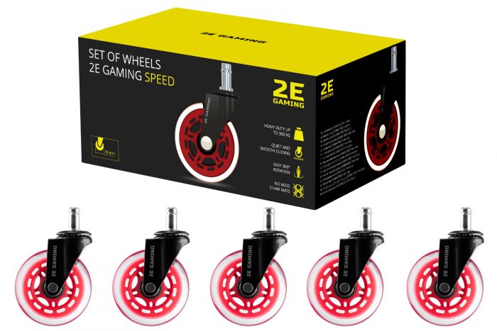 Комплект коліс 2E GAMING SPEED 76 мм (5 шт.) Red
