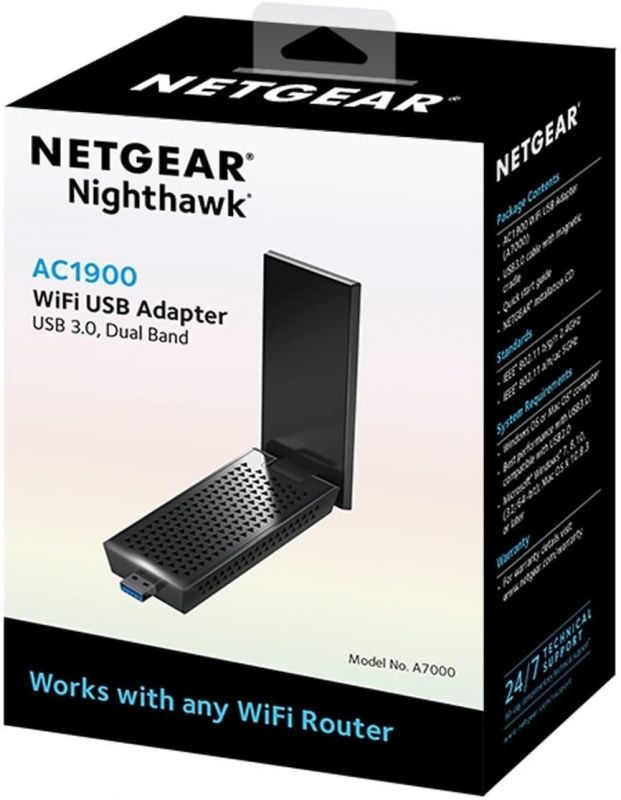 WiFi-адаптер NETGEAR A7000 Nighthawk AC1900, USB 3.0, зовнішн. ант.