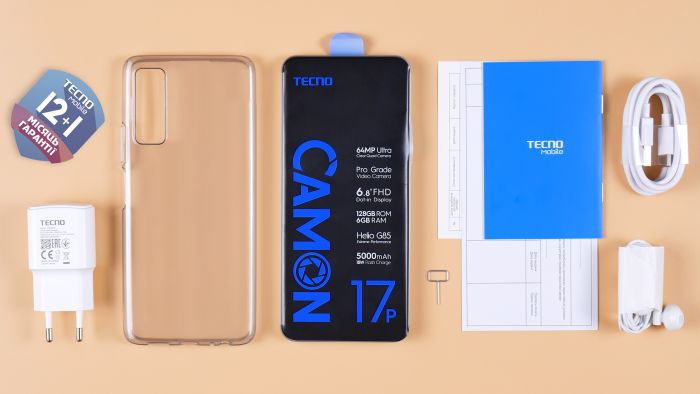 Смартфон TECNO Camon 17P (CG7n) 6/128Gb NFC Dual SIM Magnet Black