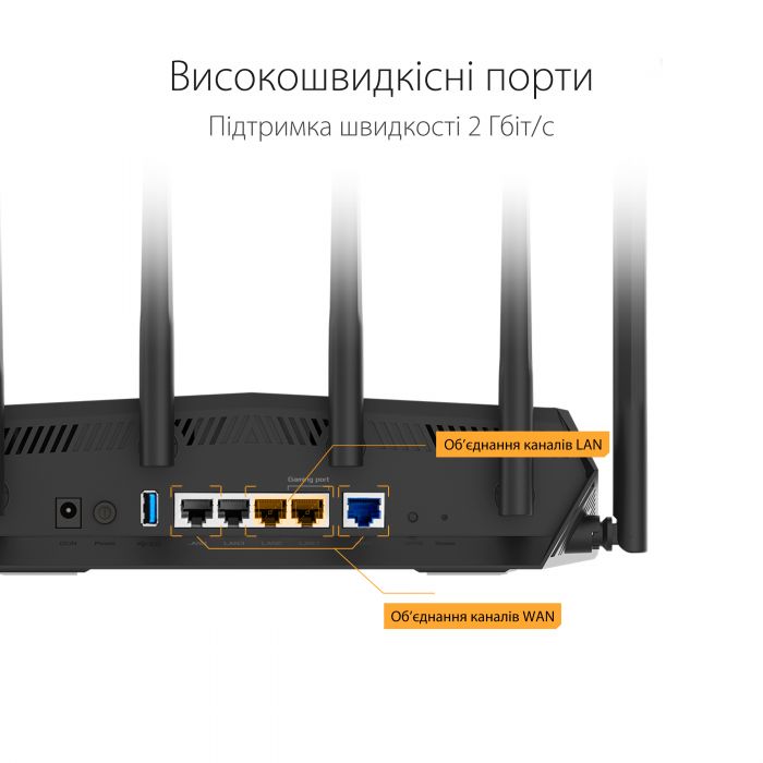 Маршрутизатор ASUS TUF-AX5400 4xGE LAN 1xGE WAN 1xUSB3.2 MU-MIMO OFDMA MESH gaming