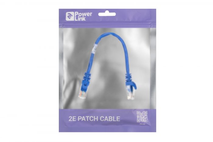 Патч-корд 2E Cat 5e,UTP,RJ45, 26AWG,7/0.16 CCA, 0.20m,PVC,Blue