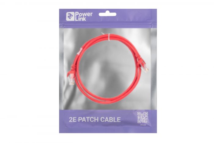 Патч-корд 2E Cat 5e,UTP,RJ45, 26AWG ,7/0.16 CCA, 1.00 m, PVC,Red