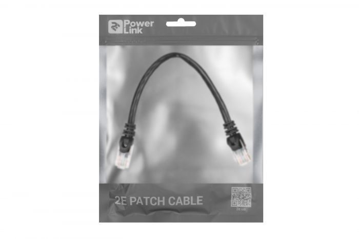 Патч-корд 2E Cat 6,UTP,RJ45, 26AWG ,7/0.16 Cu, 0.20 m, PVC,Black