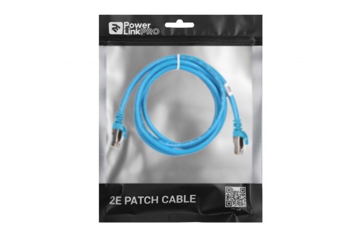 Патч-корд 2E Cat 6,S-FTP  екран. фольга з обплетенням, RJ45, 4Х2 27AWG ,7/0.14 Cu, 1.50 m, PVC,Blue