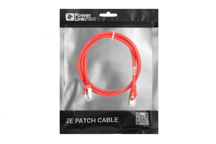 Патч-корд 2E Cat 6,S-FTP екран. фольга з обплетенням, RJ45, 4Х2 27AWG ,7/0.14 Cu, 1.00 m, PVC,Red