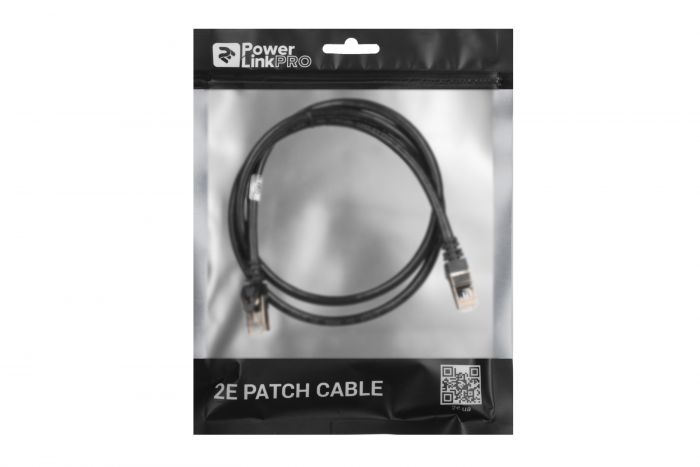 Патч-корд 2E Cat 6,S-FTP екран. фольга з обплетенням, RJ45, 4Х2 27AWG ,7/0.14 Cu, 1.00 m, PVC,Black