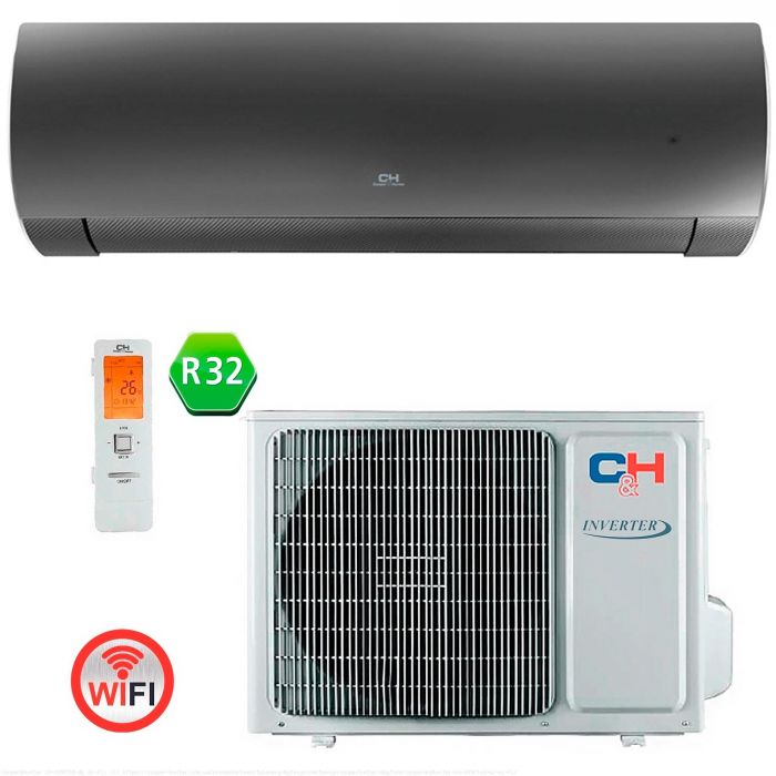Кондиціонер Cooper&Hunter Daytona CH-S24FTXD-BL, 70 м2, інвертор, A++/A+, Wi-Fi, R32, чорний