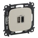 Розетка Legrand Valena ALLURE USB-А + USB-С, 3А 5В, слонова кістка