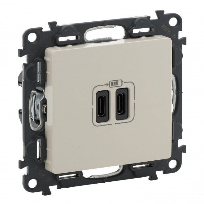 Розетка Legrand Valena LIFE USB-С + USB-С, 3А 5В, слонова кістка