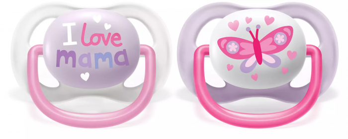 Пустушка Avent ортодонтична Ultra Air I love для дівчат 0-6 міс 2шт SCF080/02