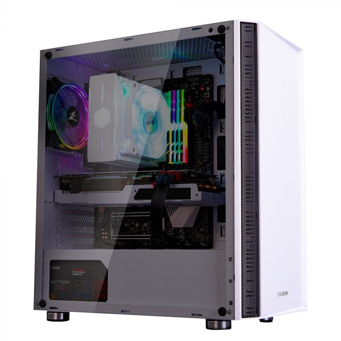 Корпус Zalman R2 WHITE, MidT,E-ATX, 2xUSB2.0, 1xUSB3.0, 1x120мм RGB, скло(бічна панель), без БЖ, білий