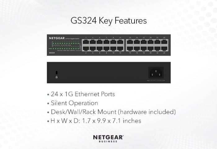 Комутатор NETGEAR GS324 24xGE, некерований