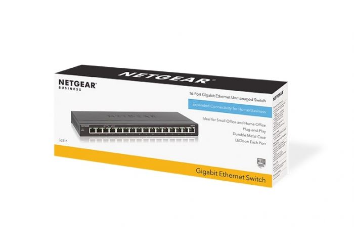 Комутатор NETGEAR GS316 16xGE, некерований