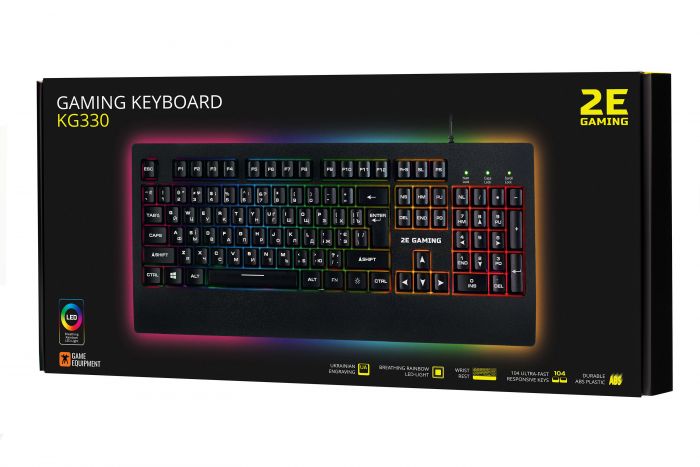 Клавіатура 2E GAMING KG330 LED USB Black UKR