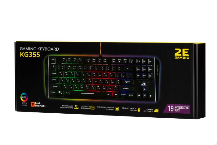 Клавіатура 2E GAMING KG355 LED 87key USB Black UKR