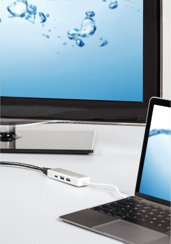 USB-C хаб Hama Aluminium 2x USB-A, USB-C, HDMI Silver