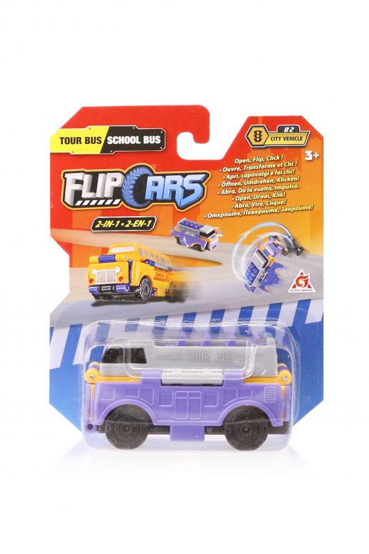 Машинка-трансформер Flip Cars 2 в 1 Туристичний і Шкільний автобус